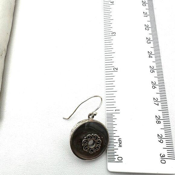 Mother of Pearl Sterling Silver Pierced Chandelier Earrings Original Card NOS - Picture 5 of 5